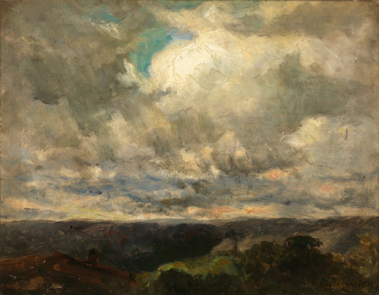 Cím nélkül (táj, felhős égbolt) alkotó: Edward Mitchell Bannister