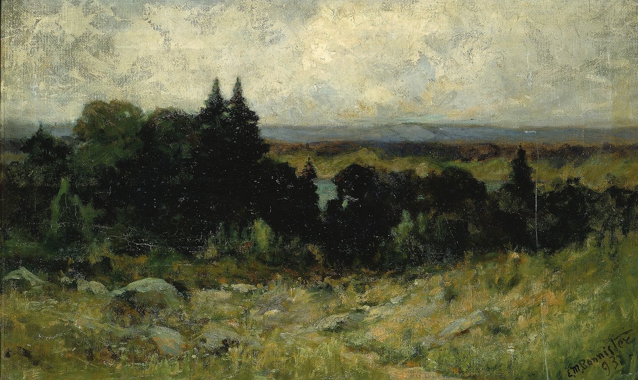 Cím nélkül (táj, mezők sziklákkal és fákkal) alkotó: Edward Mitchell Bannister