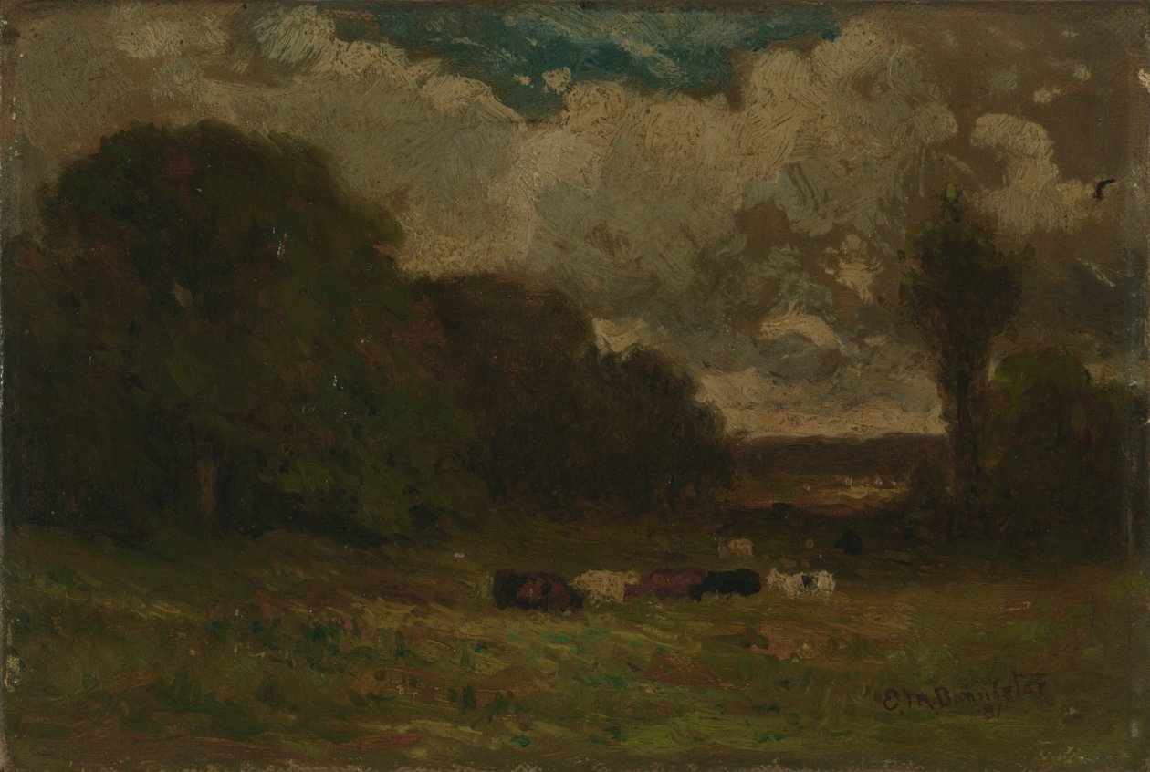 Cím nélkül (tájkép tehenekkel és fákkal) alkotó: Edward Mitchell Bannister
