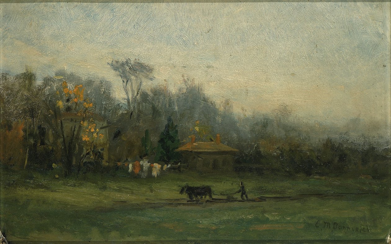 Cím nélkül (tájkép szántó emberrel) alkotó: Edward Mitchell Bannister