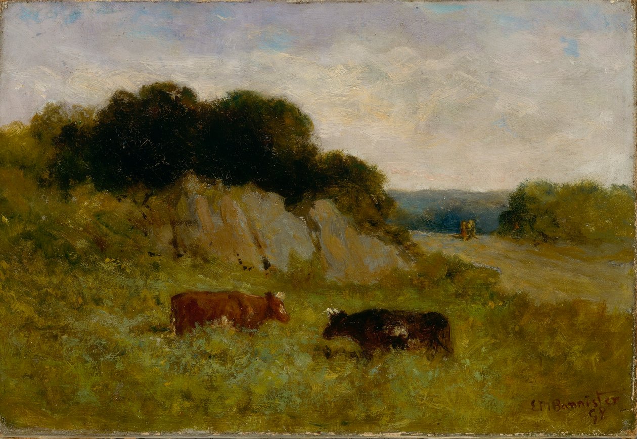 Cím nélkül (tájkép két tehénnel) alkotó: Edward Mitchell Bannister