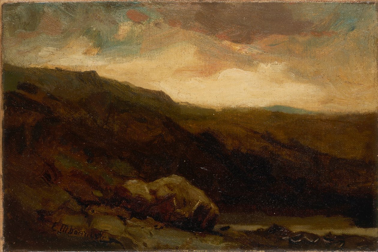 Cím nélkül (hegyvidéki táj sziklával és patakkal az előtérben) alkotó: Edward Mitchell Bannister