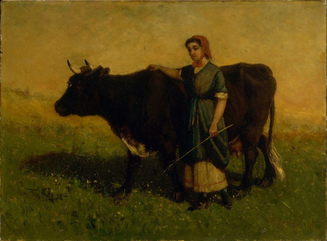 Cím nélkül (tehénnel sétáló nő) alkotó: Edward Mitchell Bannister