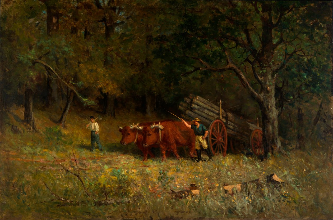 Névtelen fiú és férfi ökrökkel, 1891. alkotó: Edward Mitchell Bannister