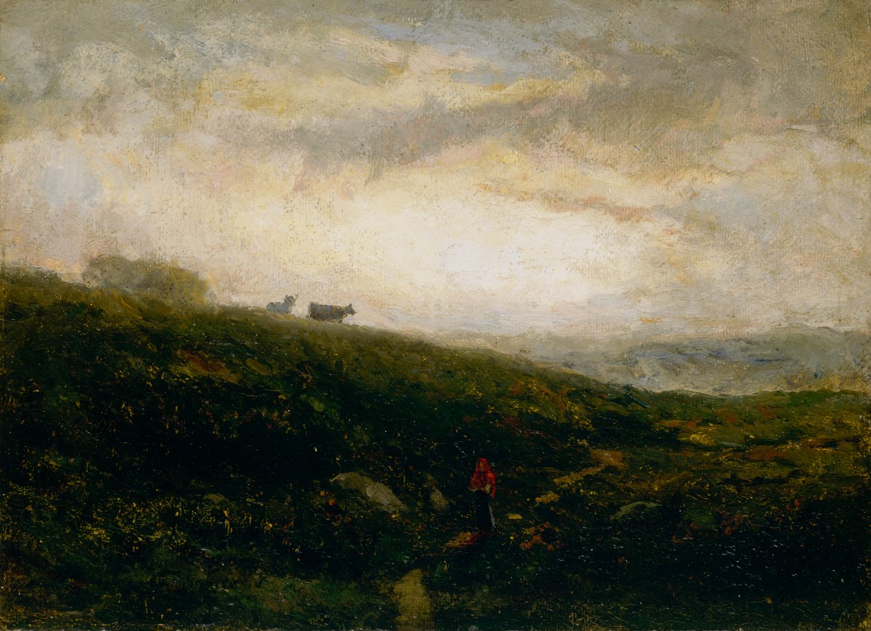Névtelen tehenek ereszkedő domboldalról, 1881. alkotó: Edward Mitchell Bannister