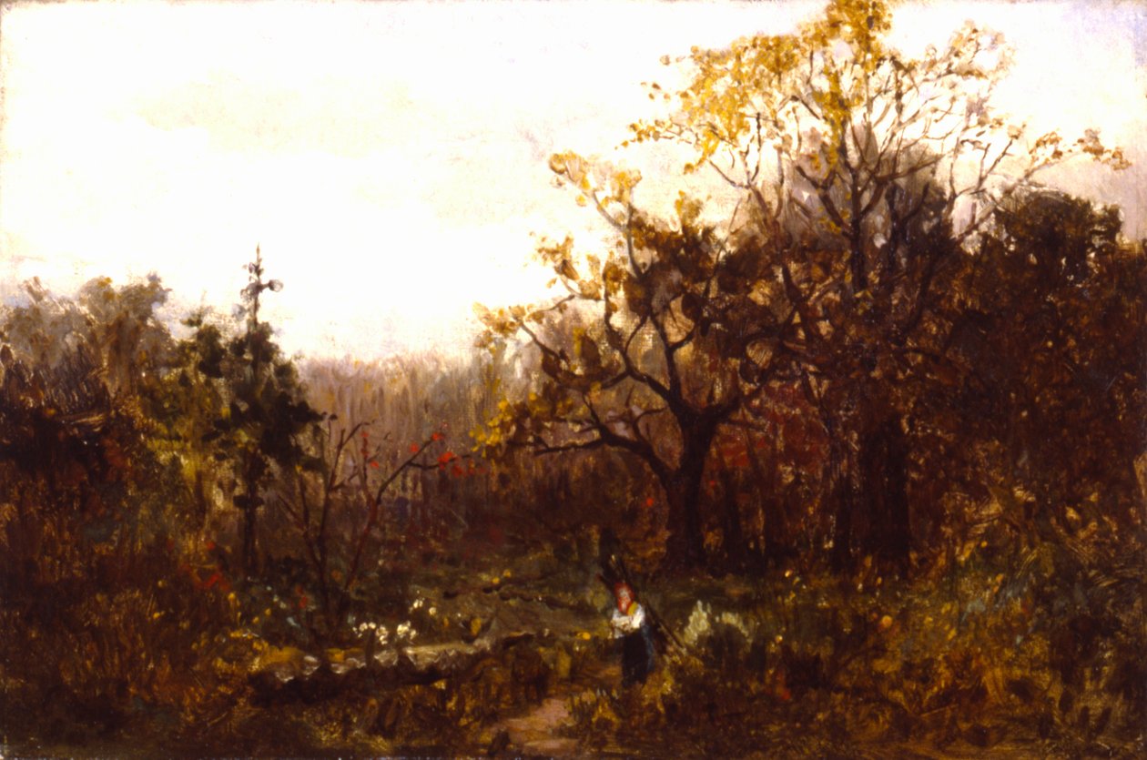 Névtelen táj – fát hordozó nő. alkotó: Edward Mitchell Bannister