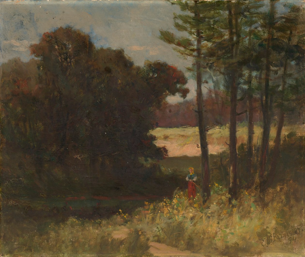 Névtelen táj fákkal és nővel, 1894. alkotó: Edward Mitchell Bannister