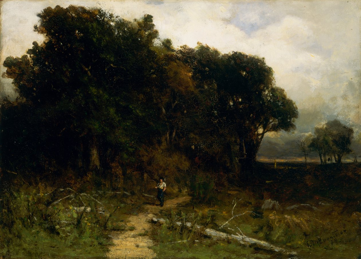 Cím nélküli táj, favágó ösvényen, 1879. alkotó: Edward Mitchell Bannister