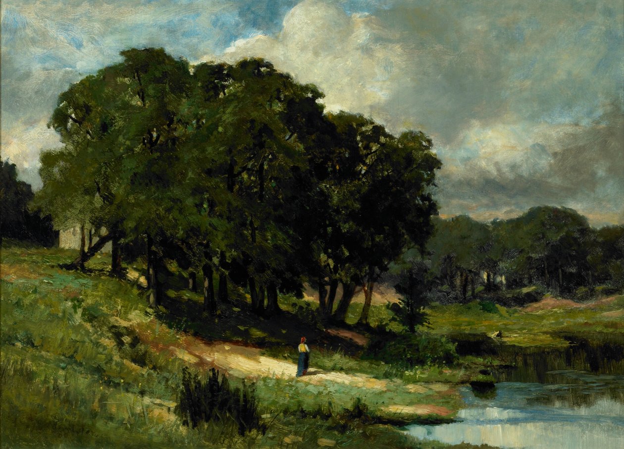 Nő áll egy tó mellett alkotó: Edward Mitchell Bannister