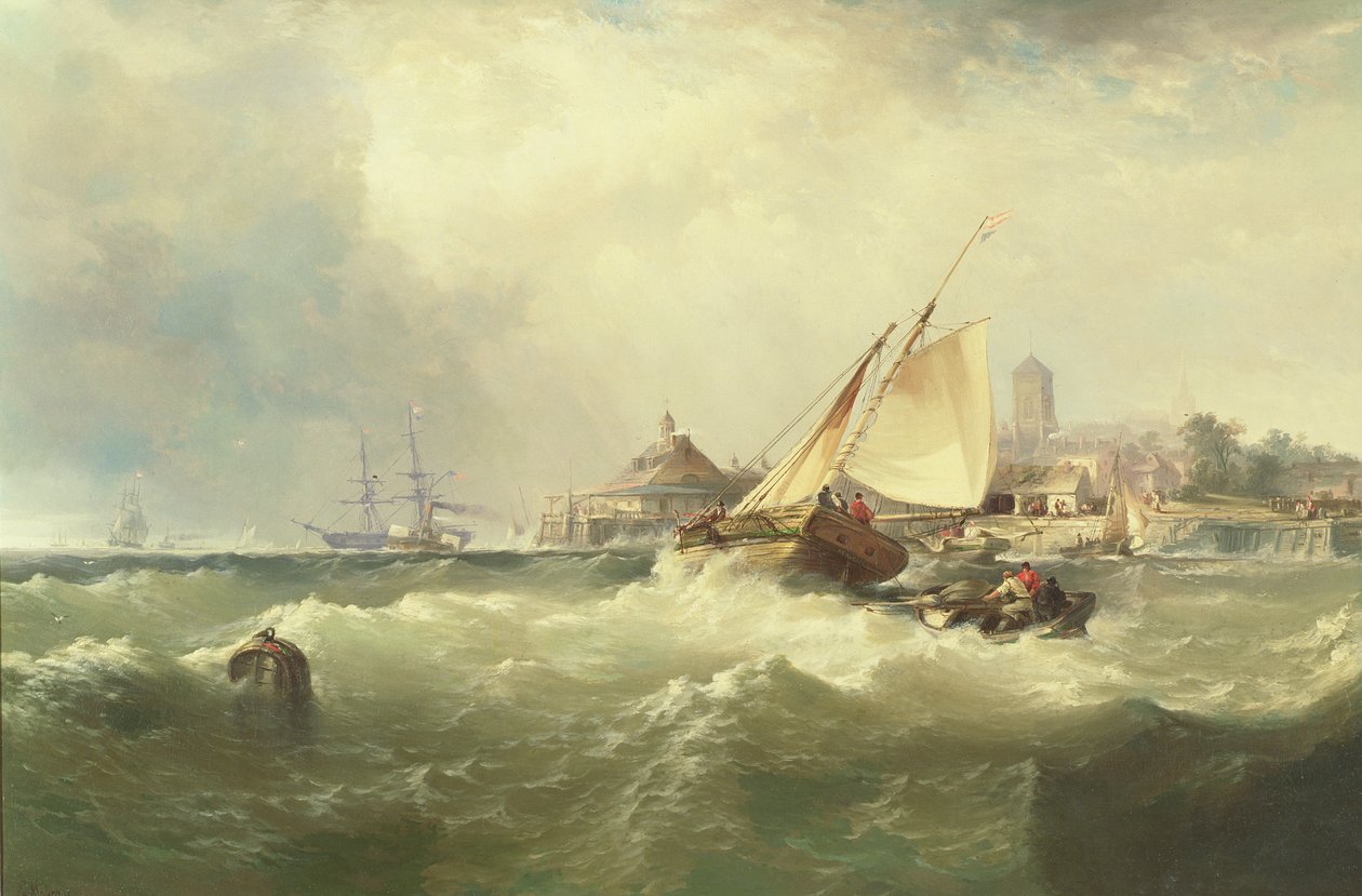 New Castle a Delaware folyón alkotó: Edward Moran