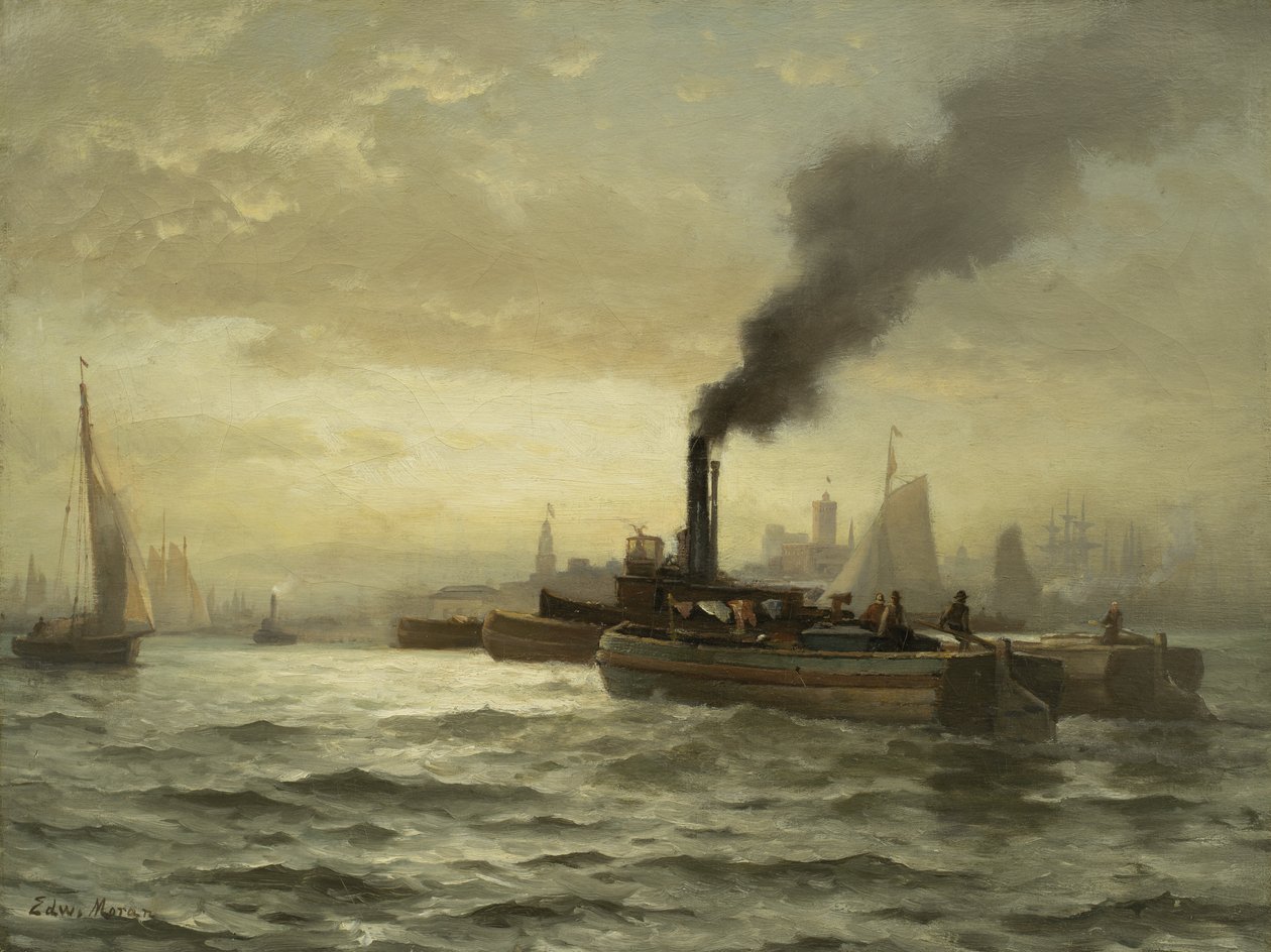 New York-i kikötő, NY, 1880 alkotó: Edward Moran