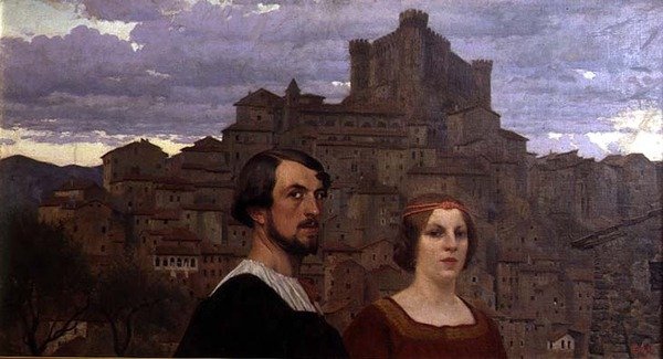 Önarckép a művész feleségével Anticoli Corrado előtt alkotó: Edward Okun
