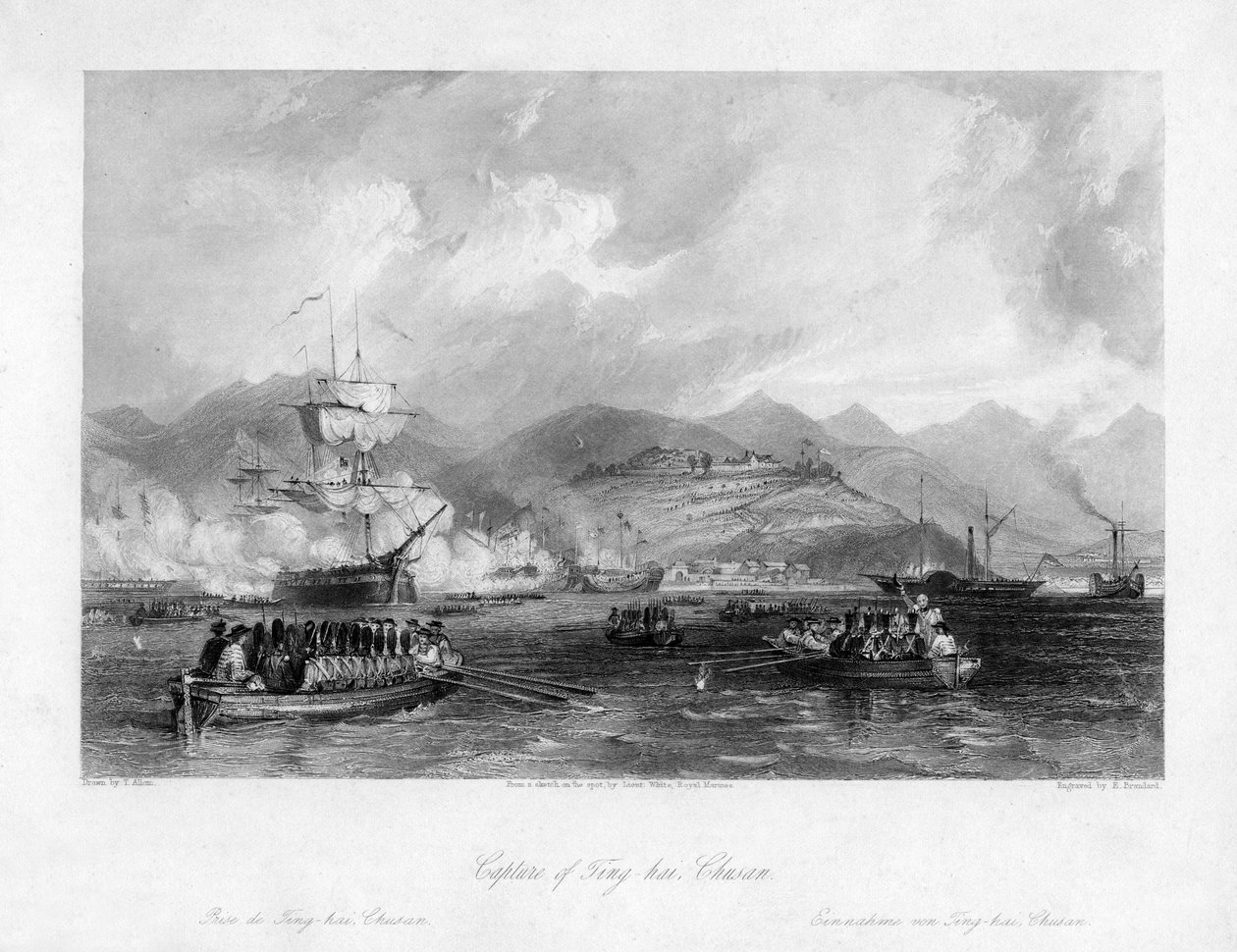 Ting-hai elfoglalása, Chusan, Kína, 1841 XIX. század. alkotó: Edward Paxman Brandard