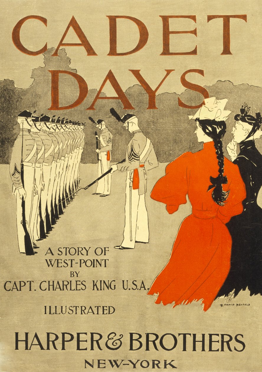 A kadétnapok első borítója, Charles King százados, U.S.A., pub. New York, 1894 (színes litográfia) alkotó: Edward Penfield