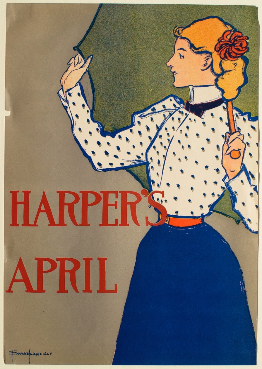 Lány kék ruhában esernyővel, április, Harper
