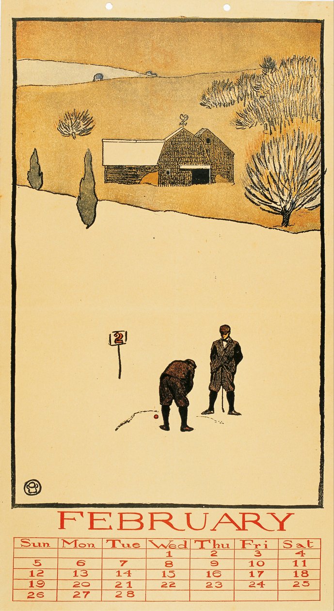 Golf naptár. február alkotó: Edward Penfield