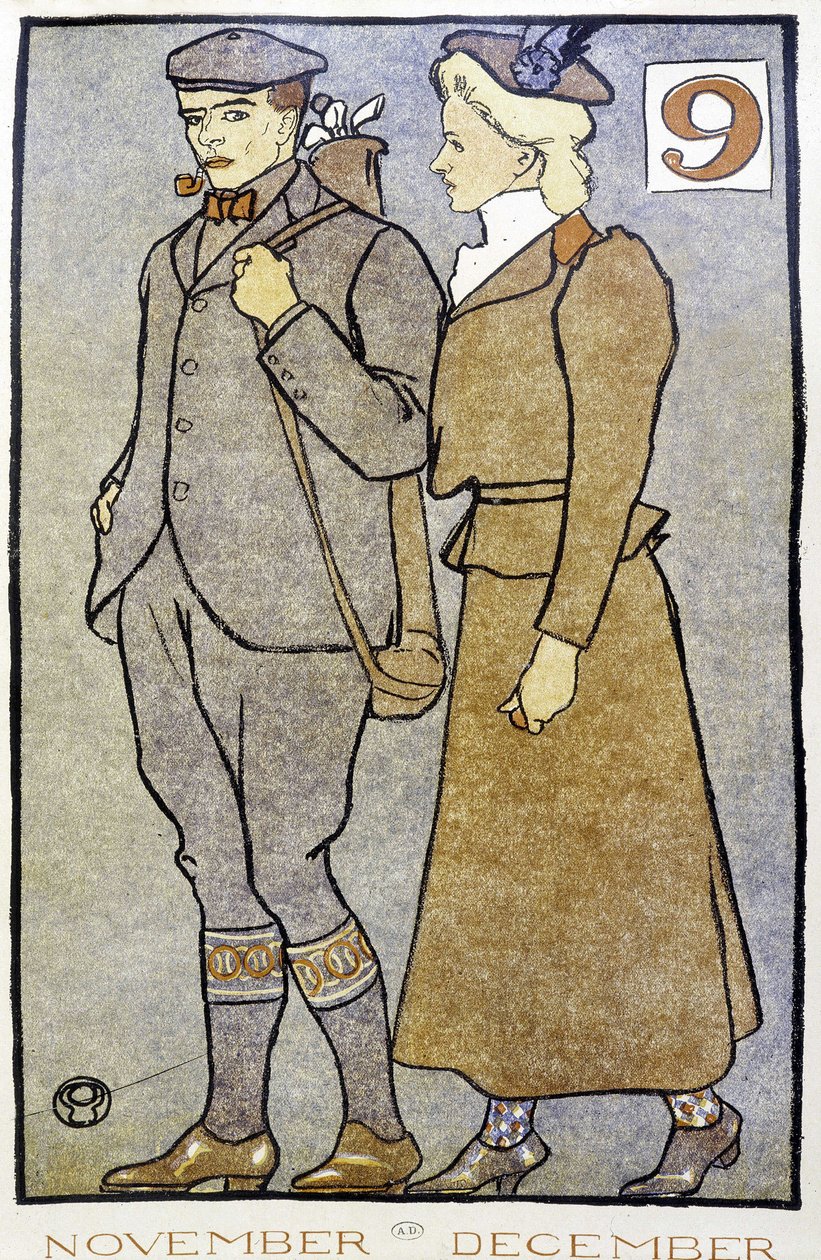 Golf Couple – Edward Penfield „Golfnaptárában”. alkotó: Edward Penfield