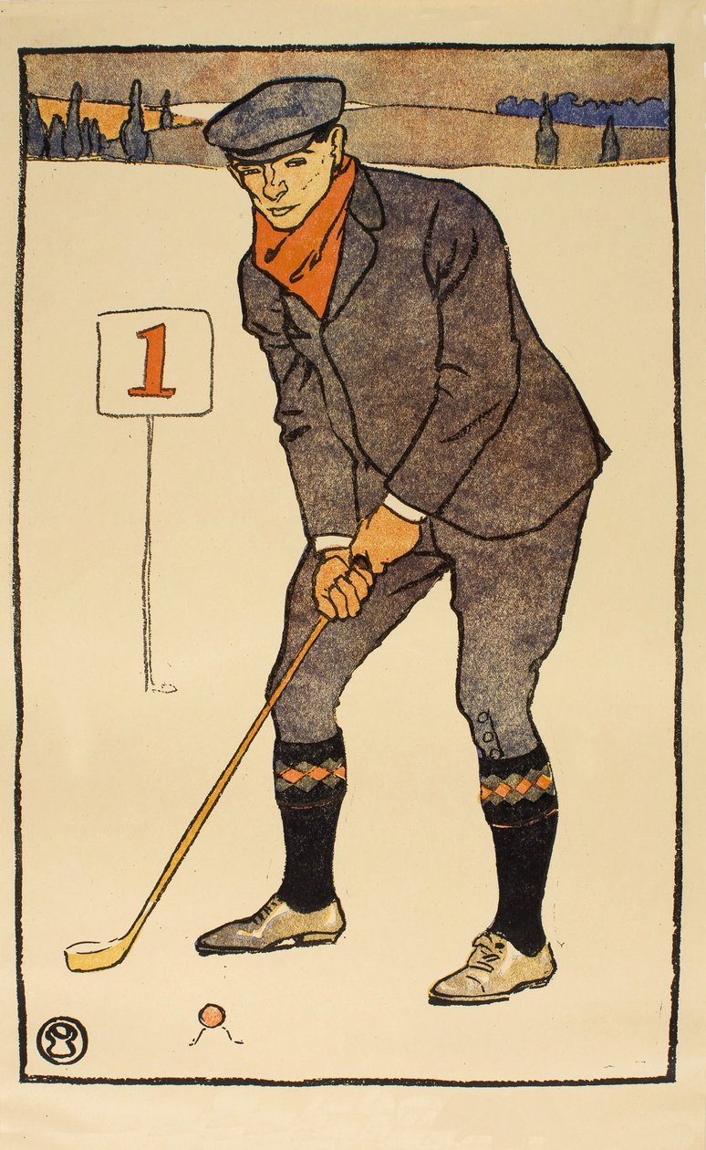 Január , részlet 1931-ből Golfnaptár, kocsma. 1931 alkotó: Edward Penfield