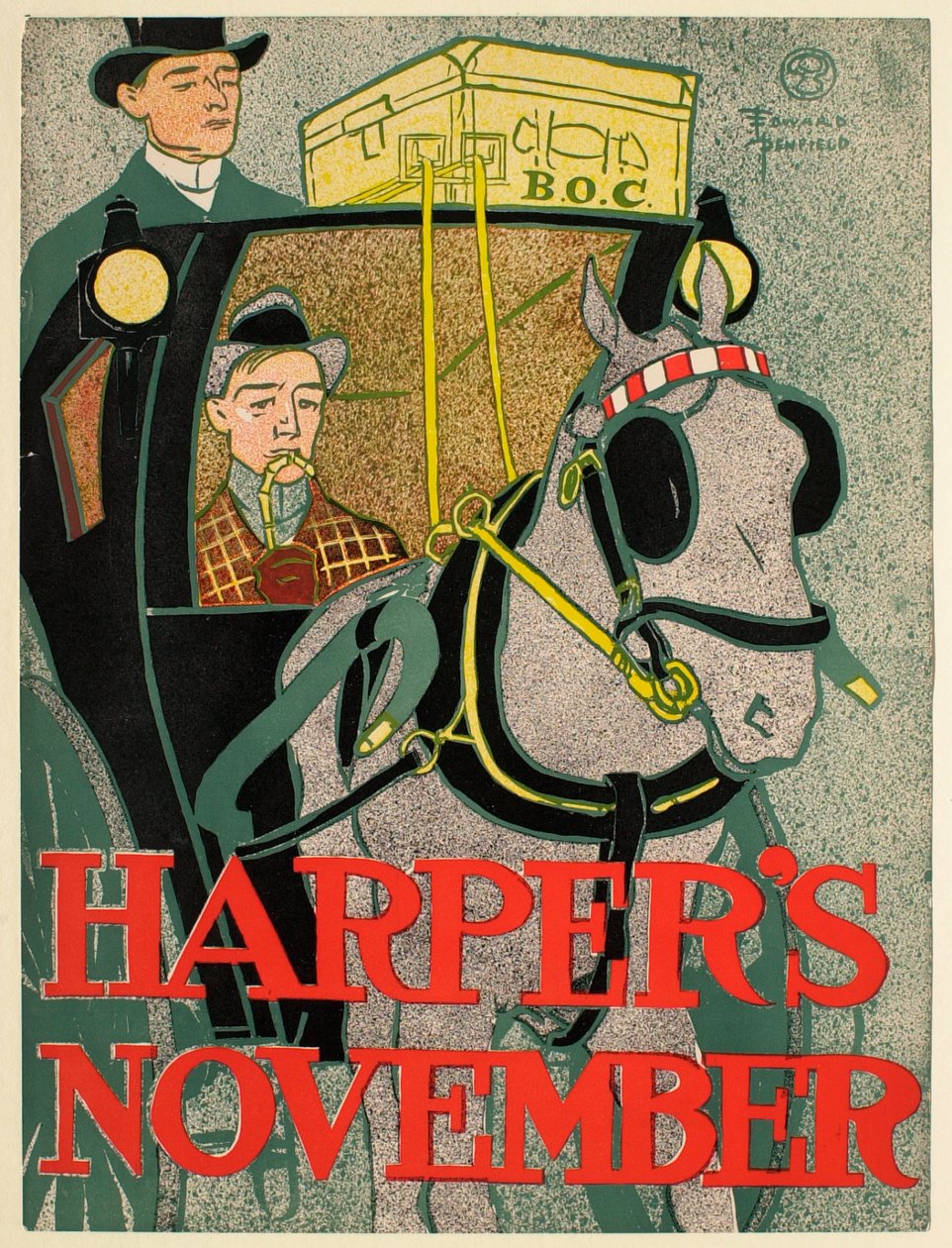 Férfi hansom konflisban, novemberi Harper