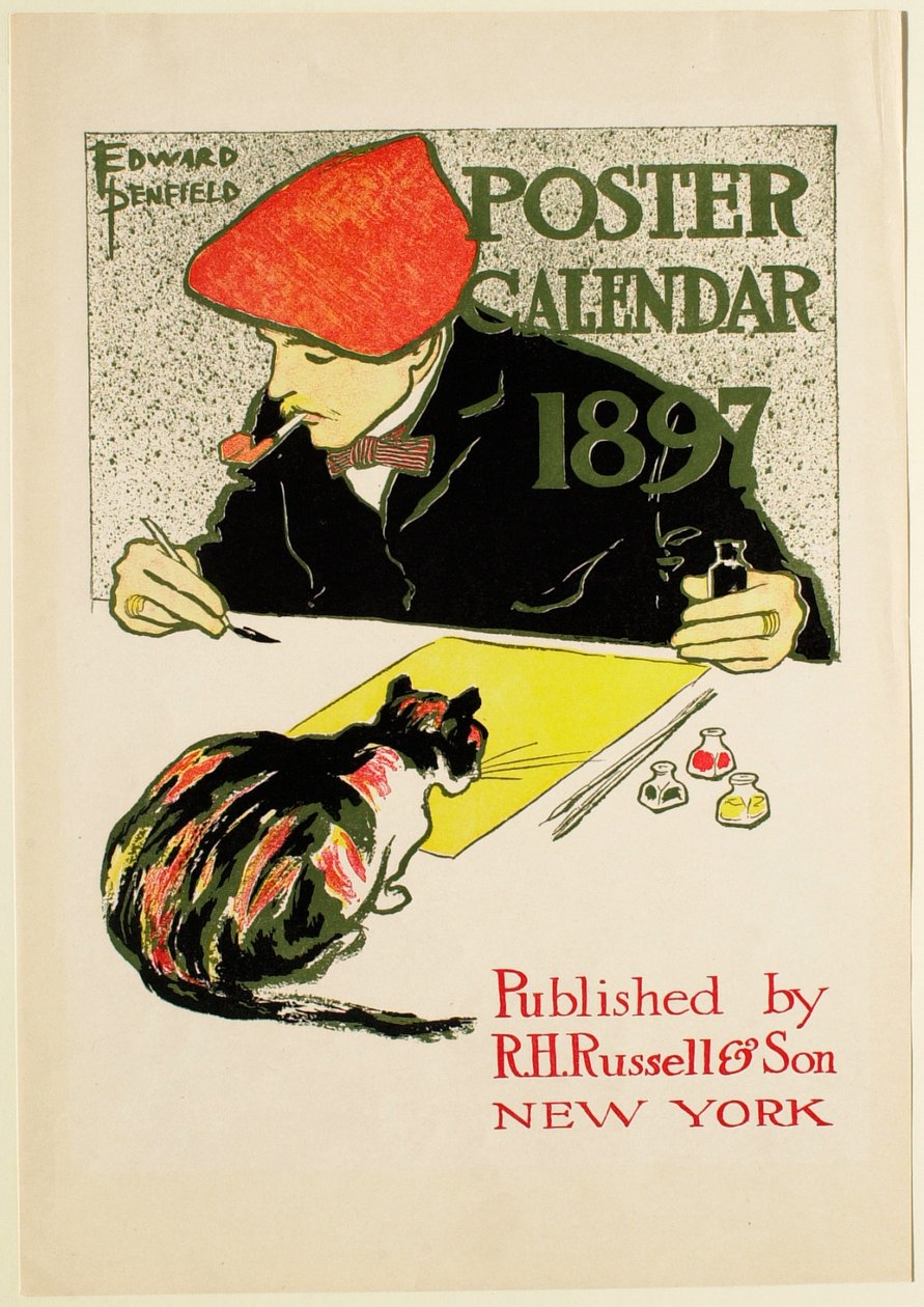 1897-es naptárplakát, R. H. Russel & Son, kiadó alkotó: Edward Penfield