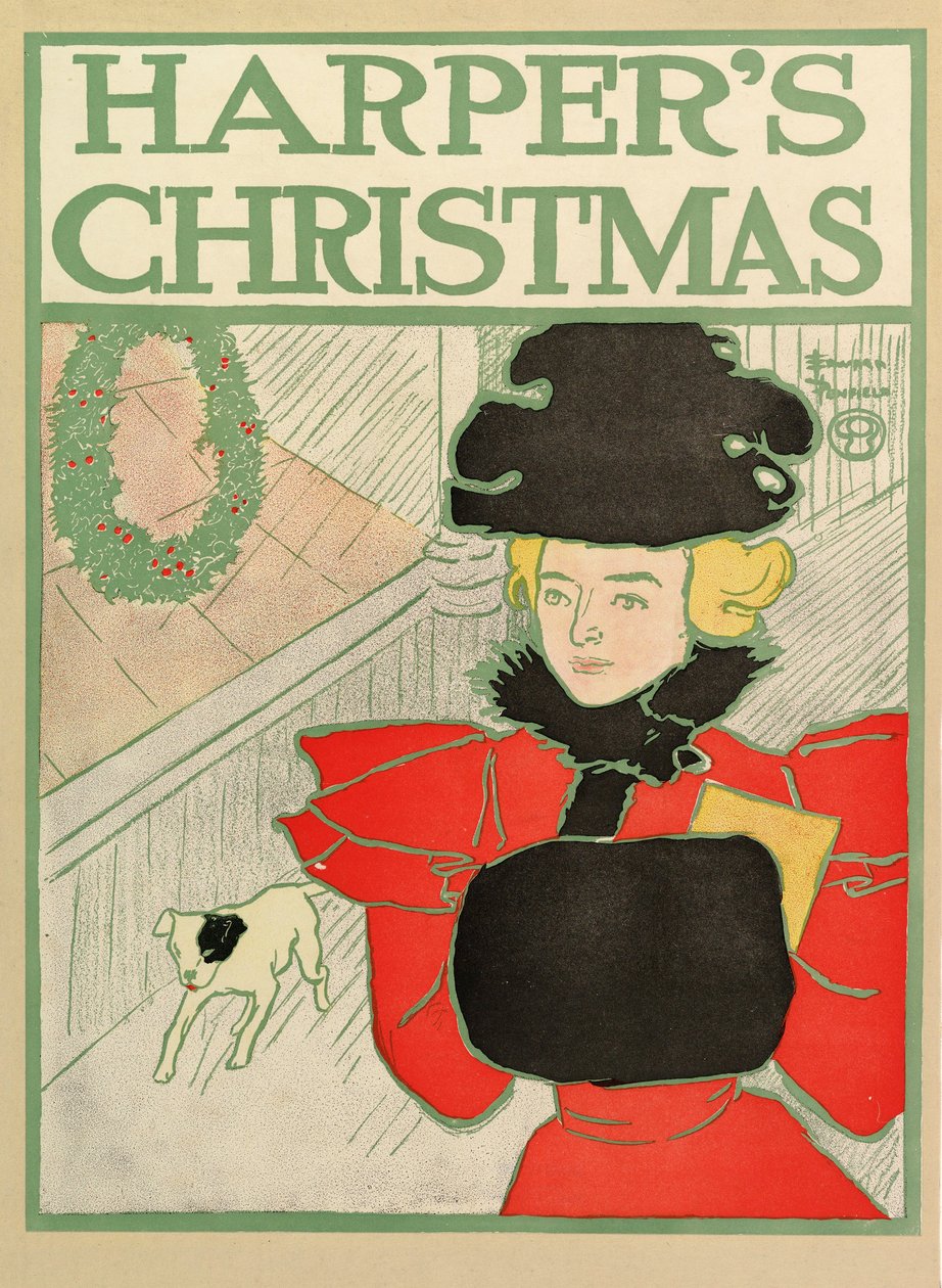 A Harpers New Monthly Magazine plakátja, 1894 karácsonya alkotó: Edward Penfield