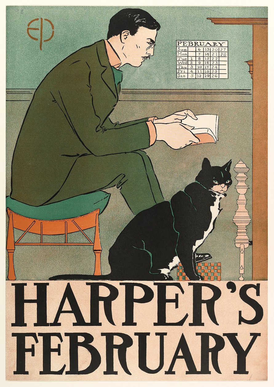 A Harpers New Monthly Magazine plakátja, 1898. február alkotó: Edward Penfield