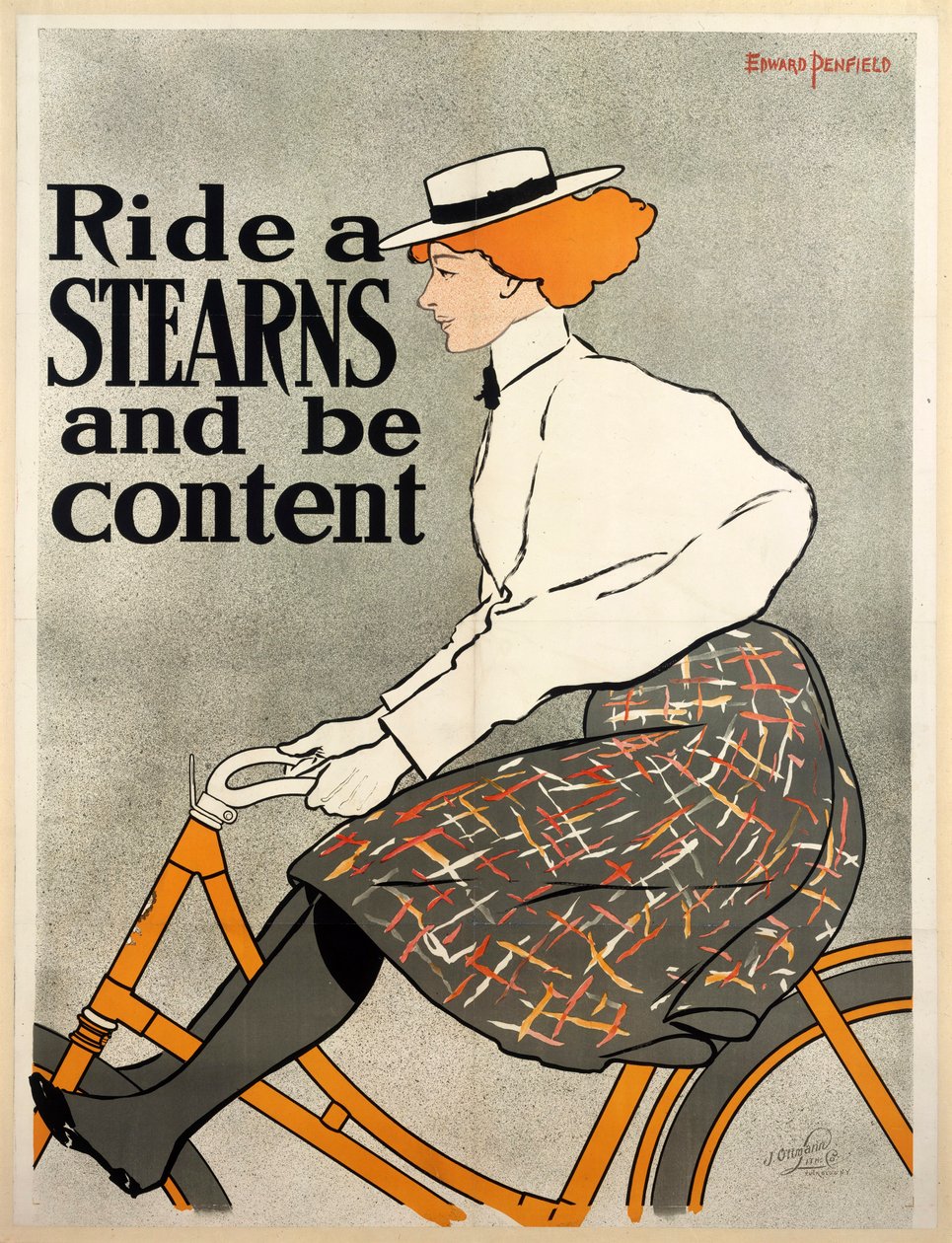 Ride a Stearns és légy elégedett, c1896 színes litho. alkotó: Edward Penfield