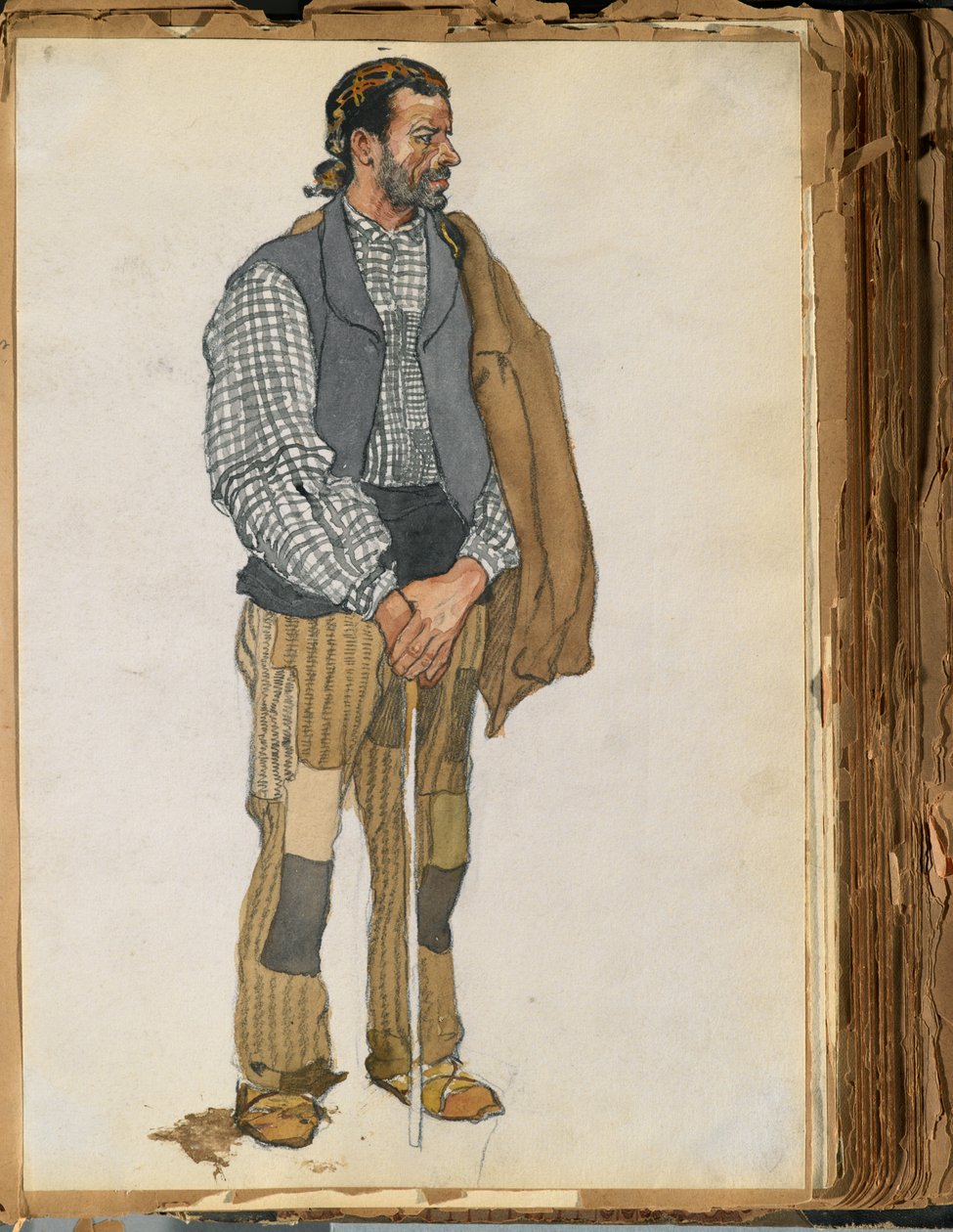 Vázlat egy spanyol férfiról, 1906 (wc és grafit papíron, albumba szerelve) alkotó: Edward Penfield