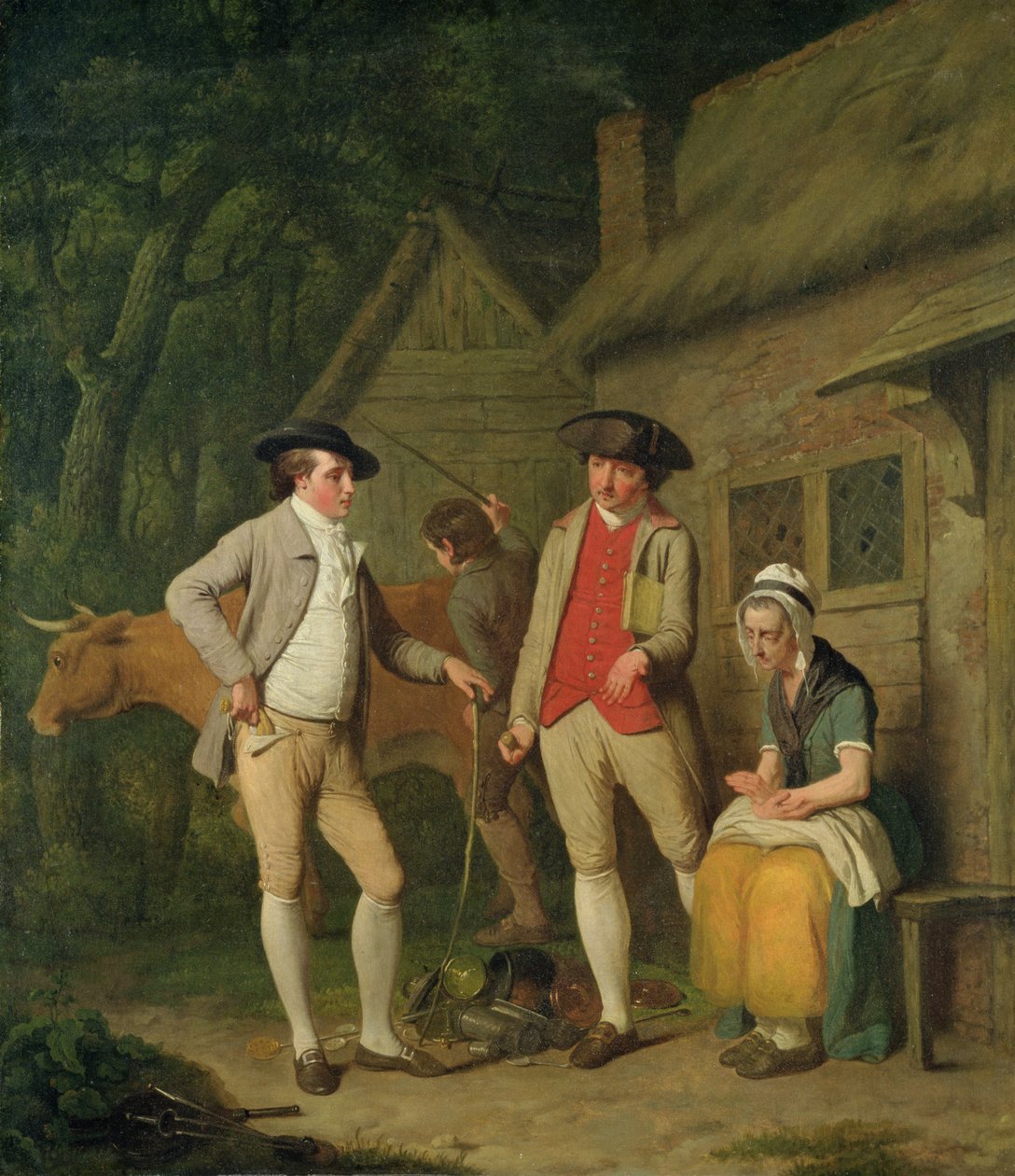 Az özvegy Costard tehenét és az adók miatt letartóztatott áruit Johnny Pearmain nagylelkűsége megváltja, 1782 alkotó: Edward Penny
