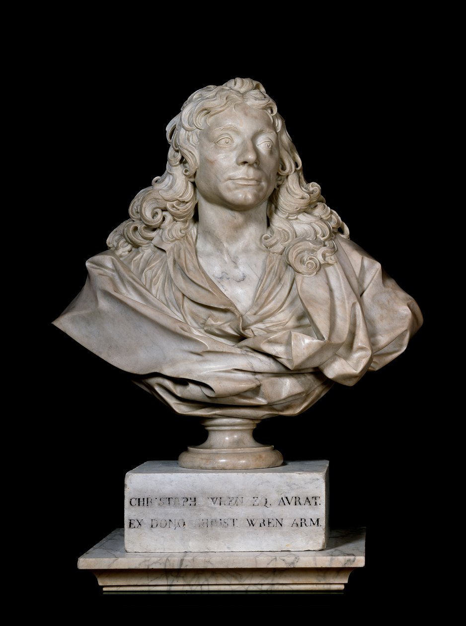 Sir Christopher Wren portré mellszobra, 17. század (márvány) alkotó: Edward Pierce