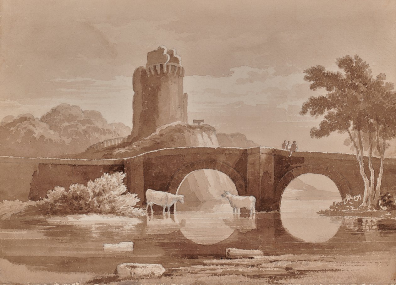 Táj híddal és tehenekkel alkotó: Edward Pretty