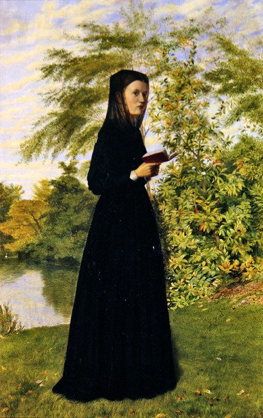 Egy parkban olvasó hölgy, 1860 körül (olaj, fedélzeten) alkotó: Edward Radford