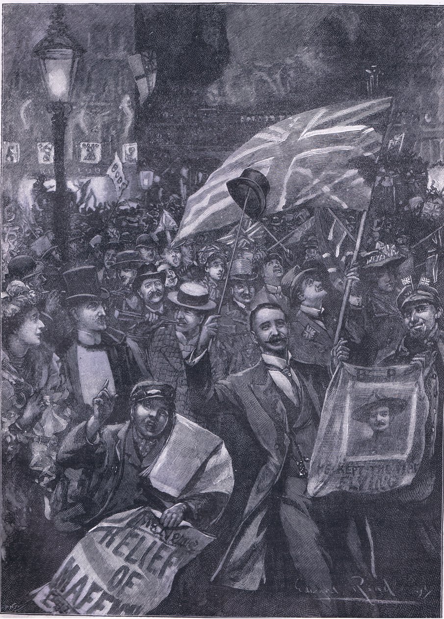 Mafeking éjszaka Londonban, illusztráció Cassells History of England, 1900-as évek alkotó: Edward Read