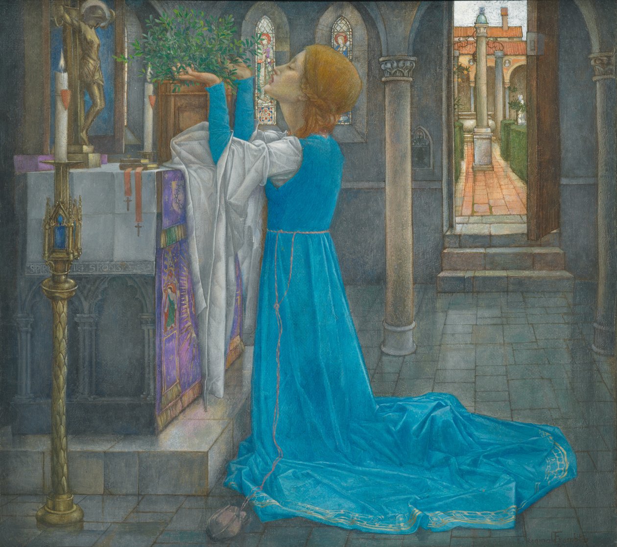 Izabella és a bazsalikom edénye (tempera vásznon) alkotó: Edward Reginald Frampton