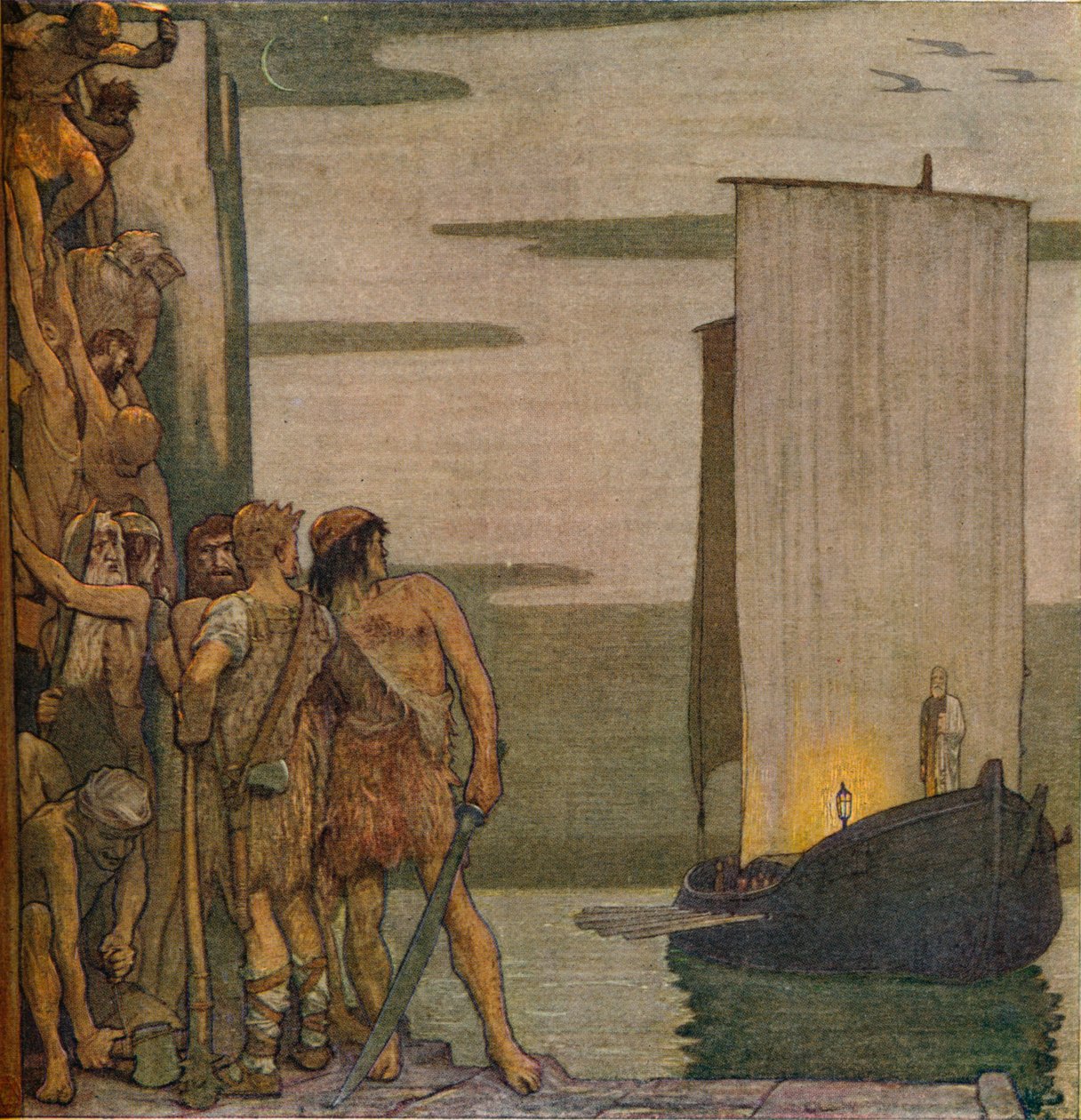 Szent Patrik partraszállása Írországban, c1912, 1914 alkotó: Edward Reginald Frampton
