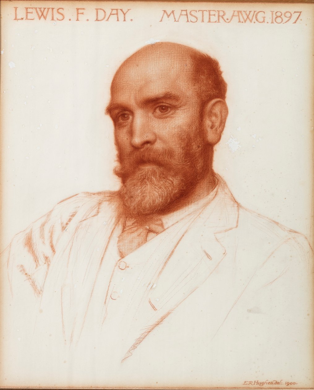 Lewis Foreman Day (1845-1910) tervező, a Művészeti Dolgozók Céhének mestere 1897-ben, 1900-ban (vörös kréta papíron) alkotó: Edward Robert Hughes