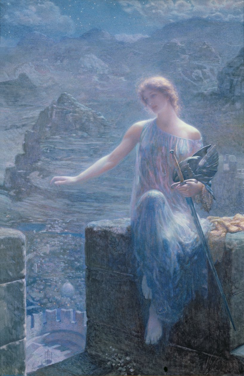 A Valkűr virrasztása, 1906 (wc és aranyfesték papíron) alkotó: Edward Robert Hughes