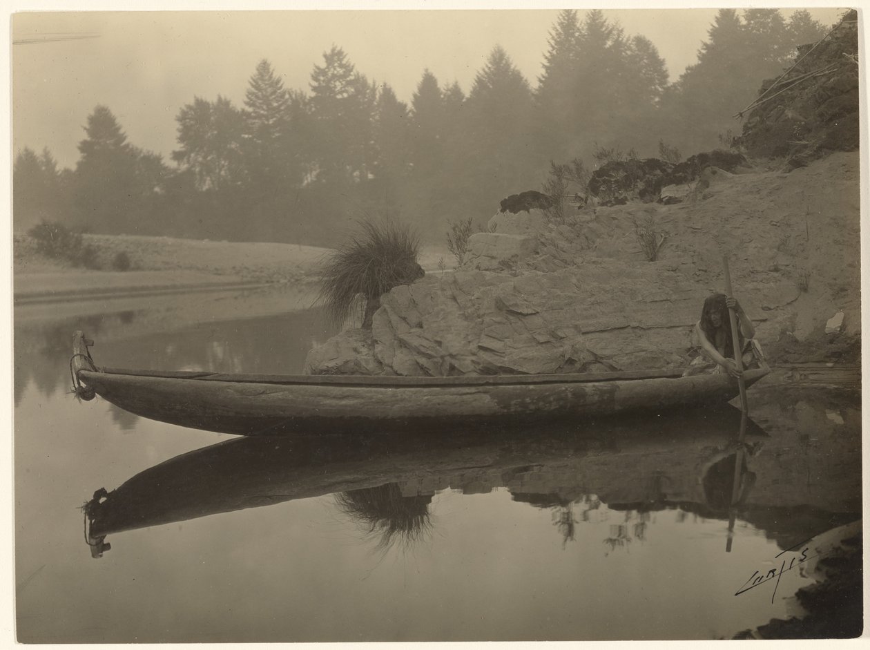 Horgászat kenuból – Hupa alkotó: Edward S. Curtis
