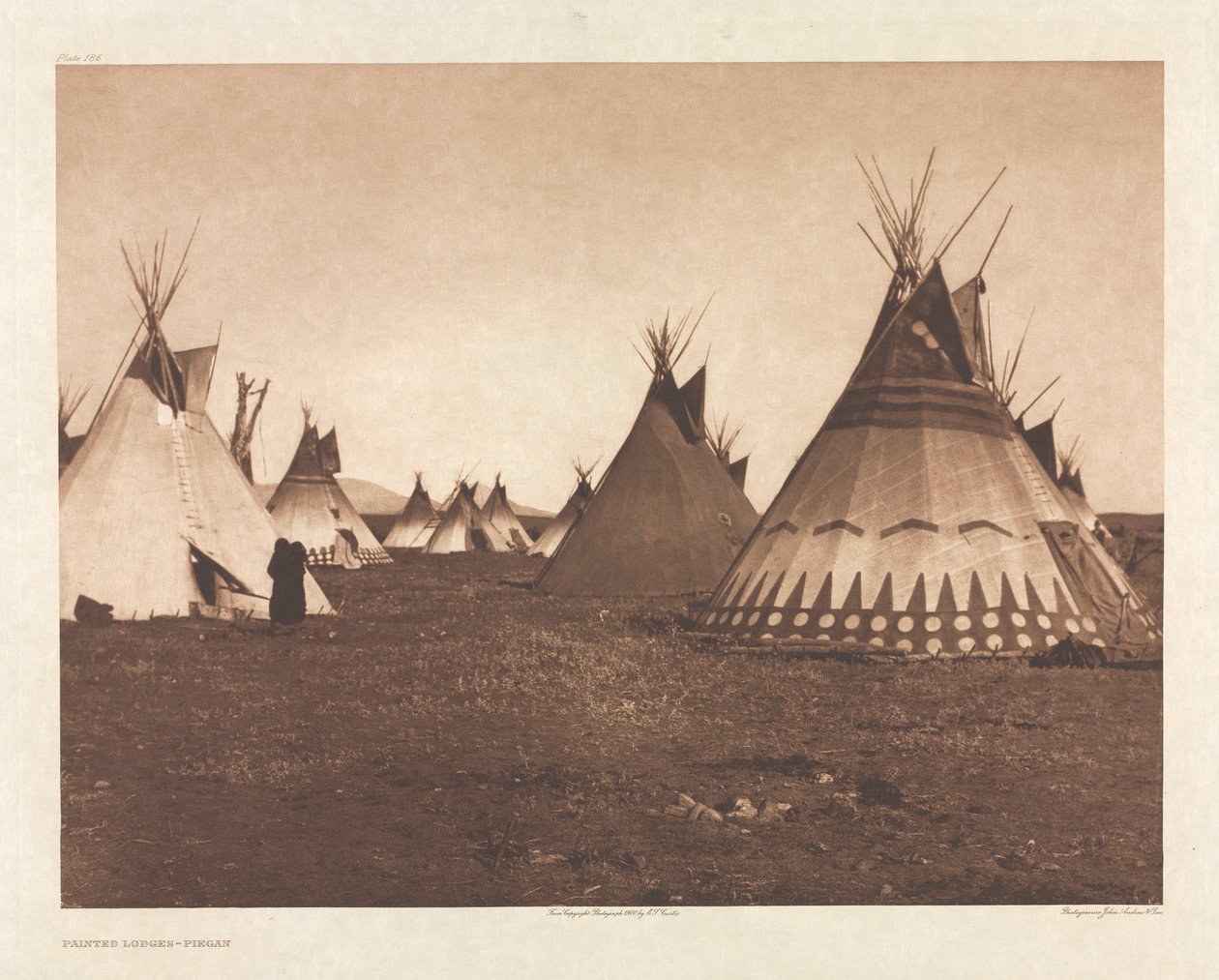 Portfolio VI, 186. tábla: Festett páholyok – Piegan alkotó: Edward S. Curtis