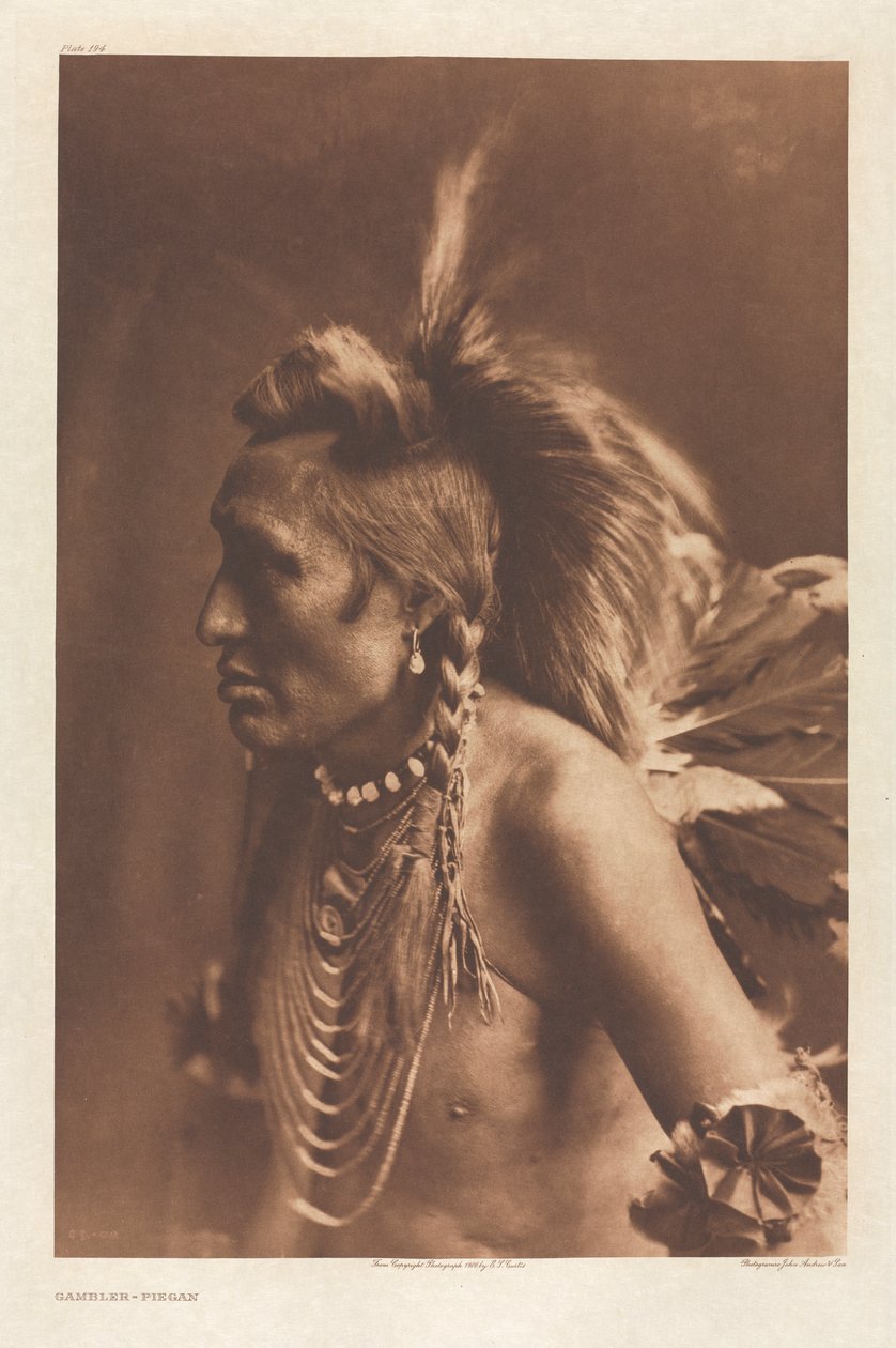 Portfolio VI, 194. tábla: Szerencsejátékos – Piegan alkotó: Edward S. Curtis
