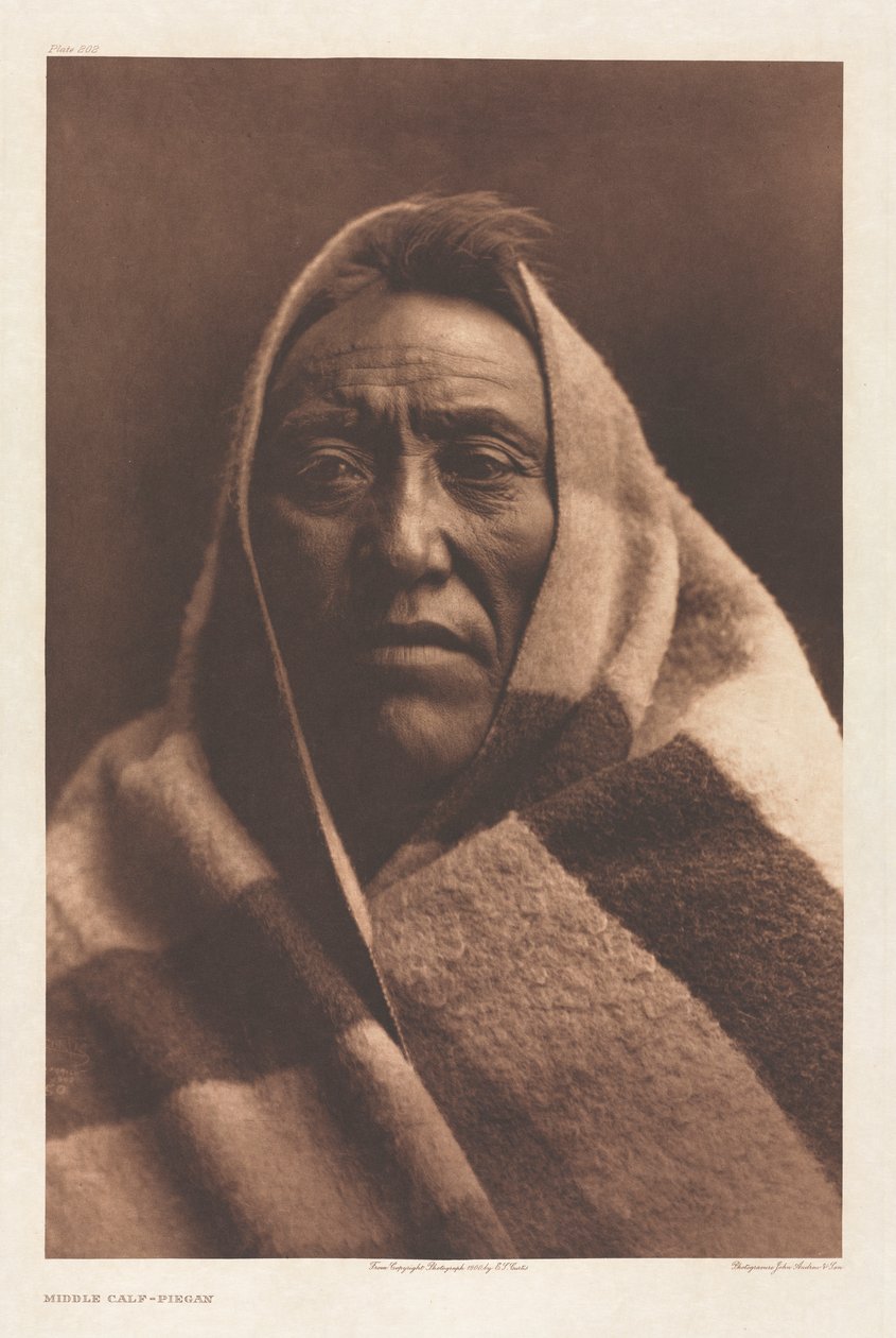 VI. portfólió, 202. tábla: Középső borjú – Piegan alkotó: Edward S. Curtis