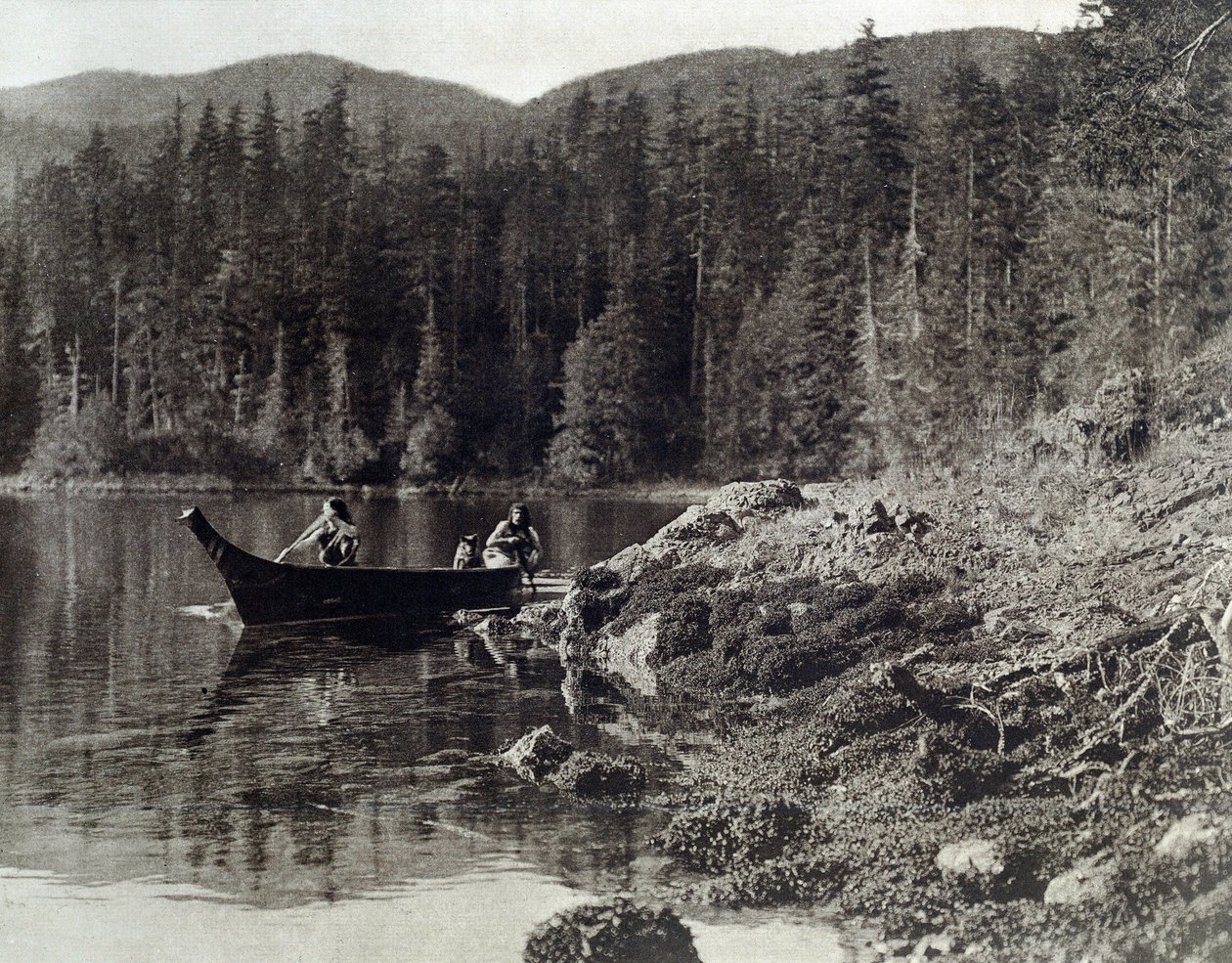 Amerikai indiánok kenuzni a nootka partján alkotó: Edward Sheriff Curtis
