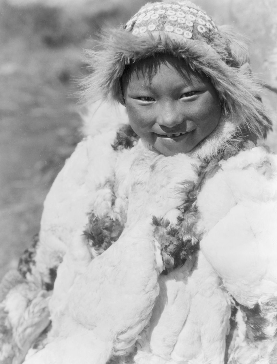 Uyowutchaként azonosított eszkimó gyermek, valószínűleg az alaszkai Nunivak-szigetről, 1929 körül (f/w fotó) alkotó: Edward Sheriff Curtis