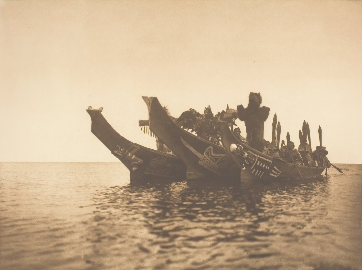 Álarcos táncosok kenuban – Qagyuhl A, 1914. alkotó: Edward Sheriff Curtis