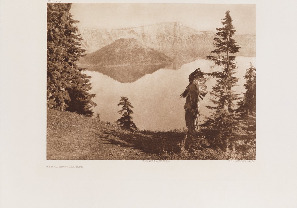 A Chief-Klamath, tányér az „Észak-amerikai indiánból”, Portfolio 2 alkotó: Edward Sheriff Curtis