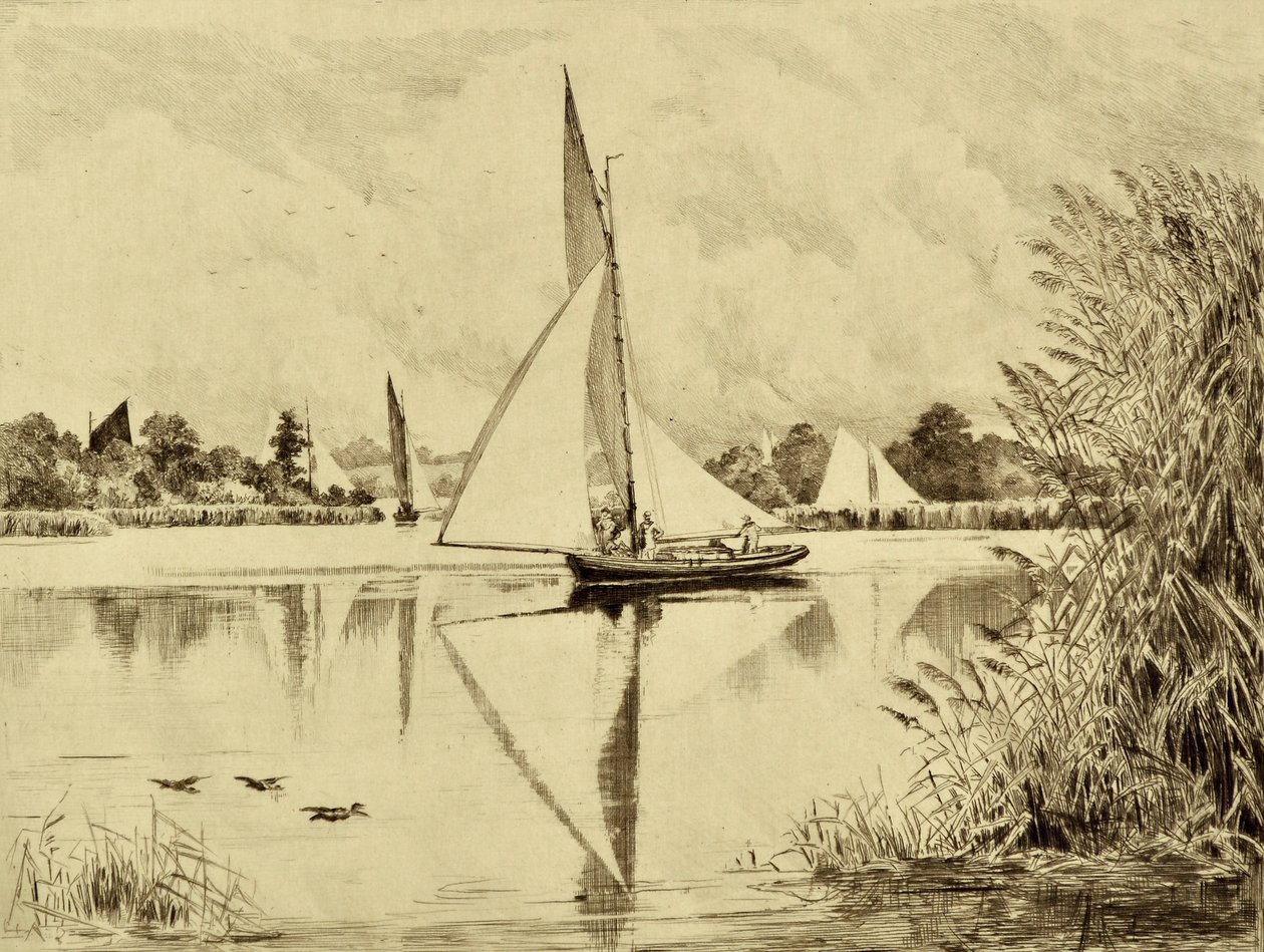 The Bure: On Wroxham Road, 1880 körül (rézkarc) alkotó: Edward Slocombe