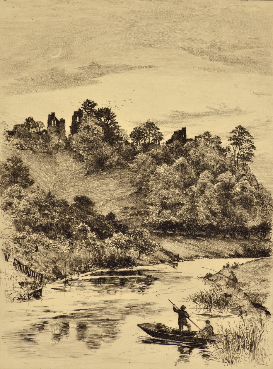 A galamb: Tutbury kastély, 1880 körül (rézkarc) alkotó: Edward Slocombe