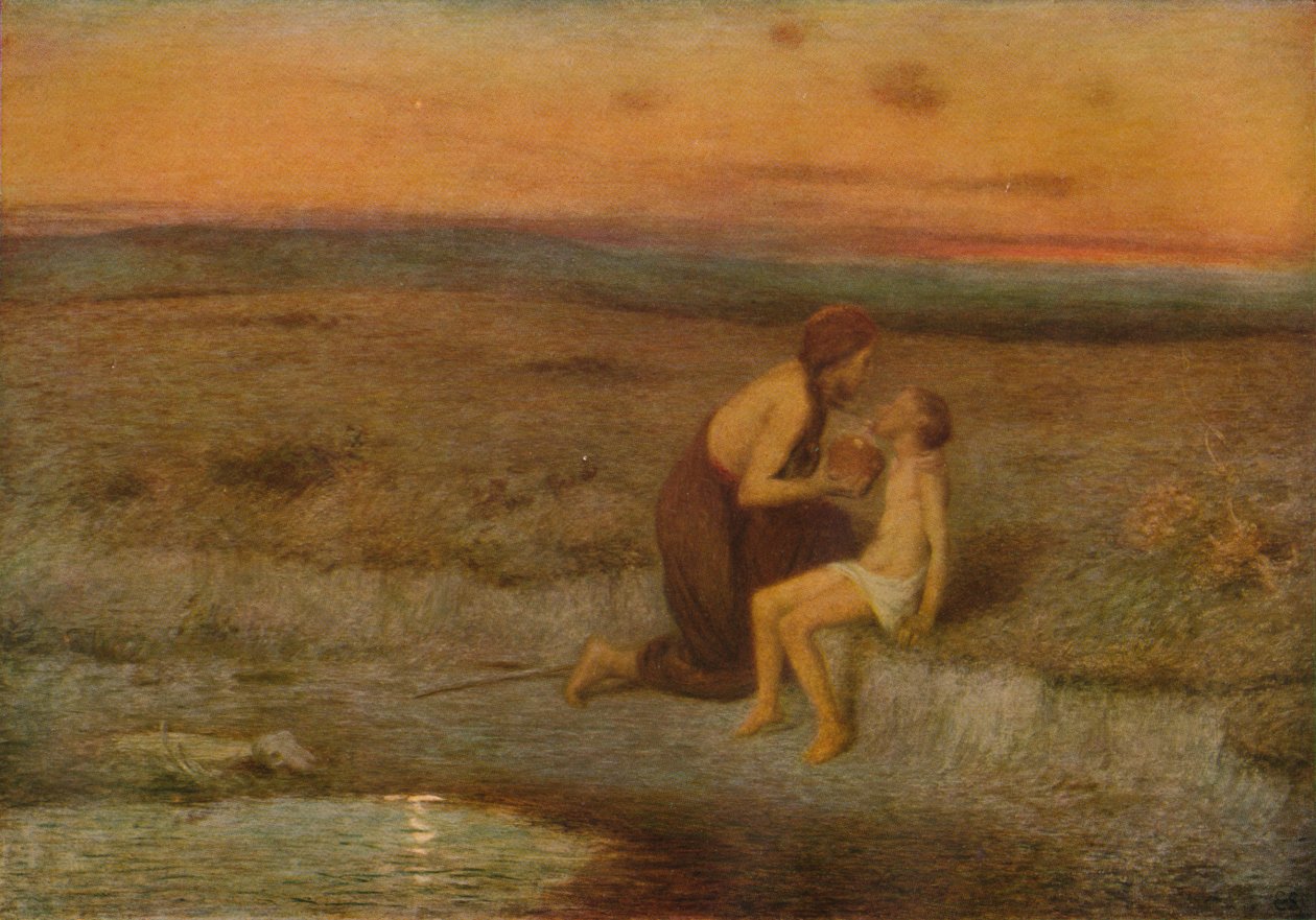 Hágár és Izmael, 19. század alkotó: William Edward Stott