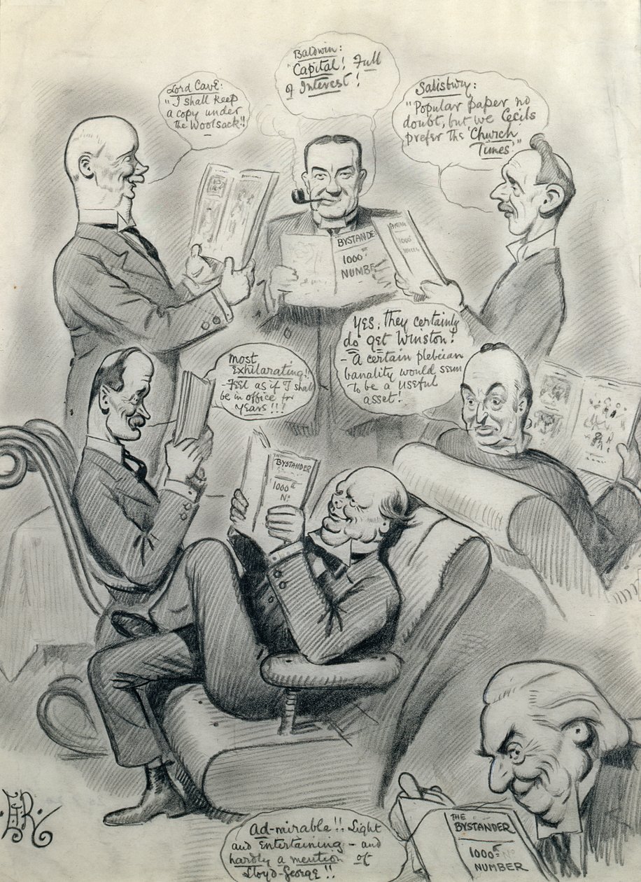 The Bystander 1000th Number, Lord Cave (1856-1928), Stanley Baldwin (1867-1947), Lord Salisbury (1861-1947), Herbert Asquith (1852-1928) és Winston Churchill (1874-1965) közreműködésével alkotó: Edward Tennyson Reed