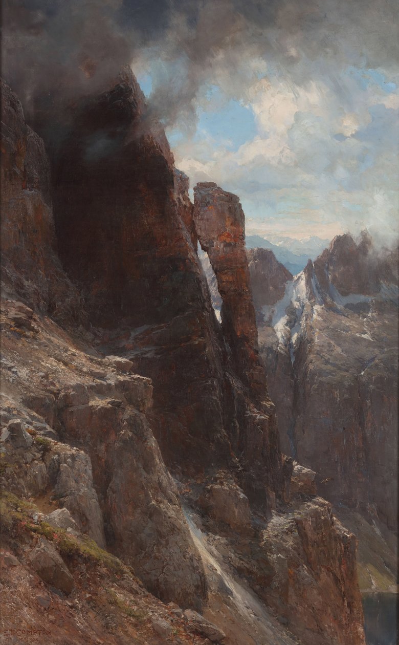 Dolomitok táj, 1874 és 1880 között. alkotó: Edward Theodore Compton